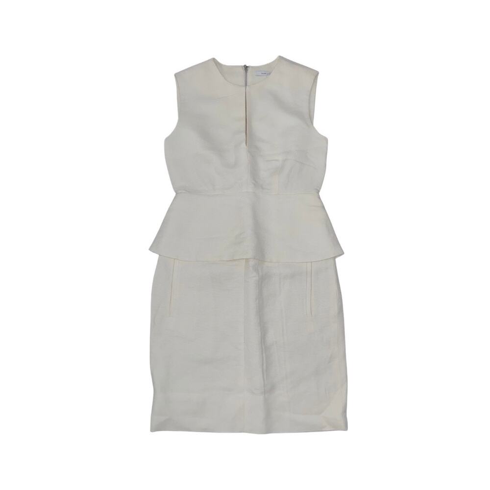 Diane Von Furstenberg Delian Peplum Dress Linen Blend Sleeveless Size O Career